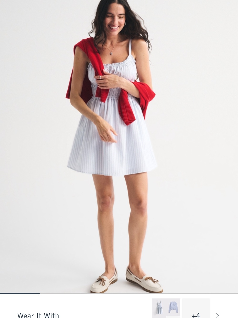 Abercrombie & Fitch White and blue striped mini dress